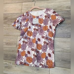 Kate Quinn Caramel Mauve Sunflower Womens Top Small New With Tags
